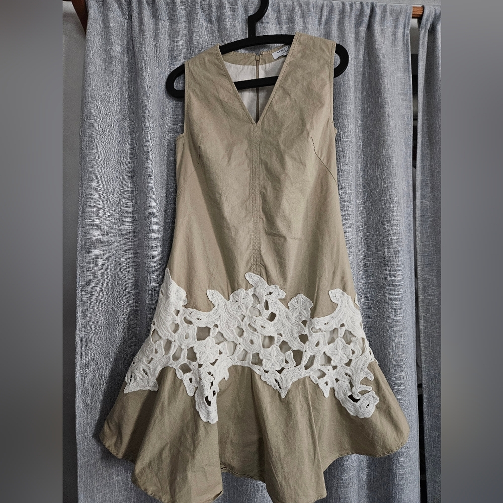 Derek Lam Khaki and White Mini Dress